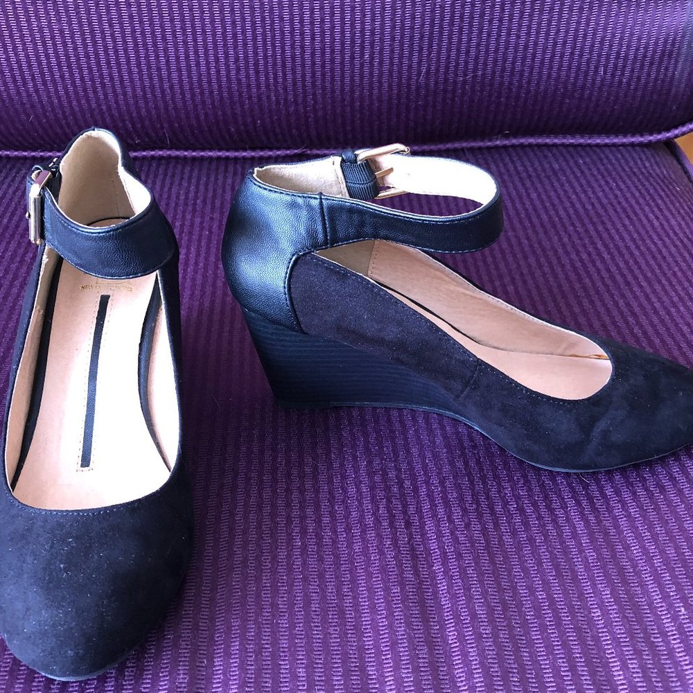 Black Suede & leather wedge